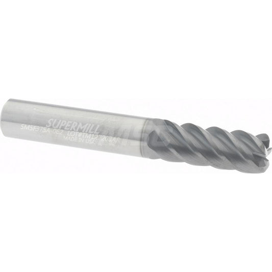 Supermill 5251875 Corner Radius End Mill 3/8" Dia, 1" LOC, 0.062" Radius, 5 Flutes, Solid Carbide