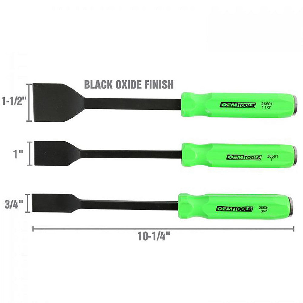 OEM Tools 26501 Automotive Hand Tools & Sets For Use With Removes Carbon Buildup in Automotives Includes 1 1-1/2 in Gasket Scrapers 3/4 Color Hi-Viz Lime Green Black Contents 1 1-1/2 in Gasket Scrapers 3/4 Inside Depth 10.25 Outside Diameter (Decimal Inch