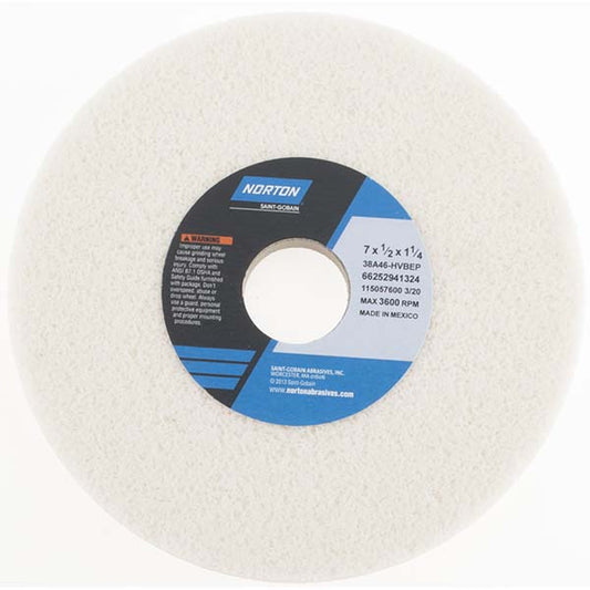 Norton 66252941324 Surface Grinding Wheel 7" Dia, 1/2" Thick, 1-1/4" Hole, 46 Grit, H Hardness