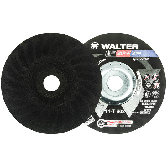 WALTER Surface Technologies 11T603 Depressed Grinding Wheel  Type 27,  6" Dia,  1/16" Thick,  7/8" Hole,  Aluminum Oxide