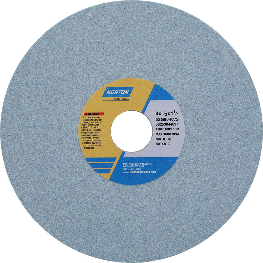 Norton 66253044097 Surface Grinding Wheel 8" Dia, 1/2" Thick, 1-1/4" Hole, 80 Grit, K Hardness