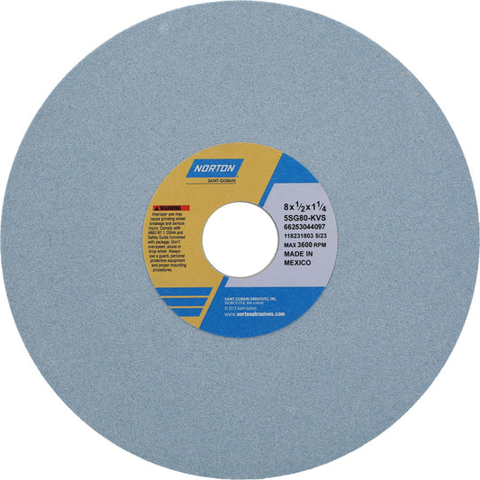 Norton 66253044097 Surface Grinding Wheel 8" Dia, 1/2" Thick, 1-1/4" Hole, 80 Grit, K Hardness
