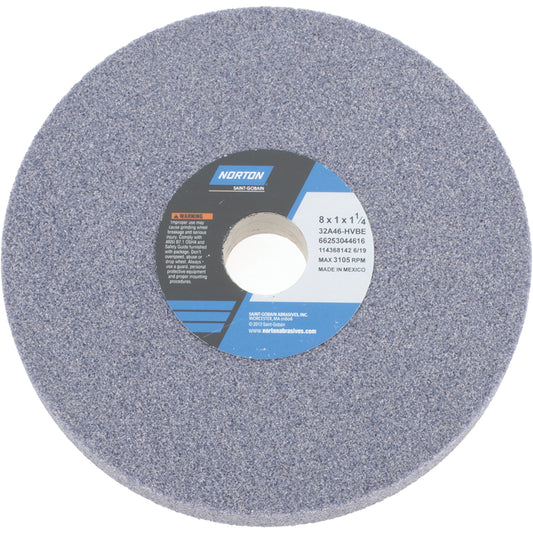 Norton 66253044616 Surface Grinding Wheel 8" Dia, 1" Thick, 1-1/4" Hole, 46 Grit, H Hardness