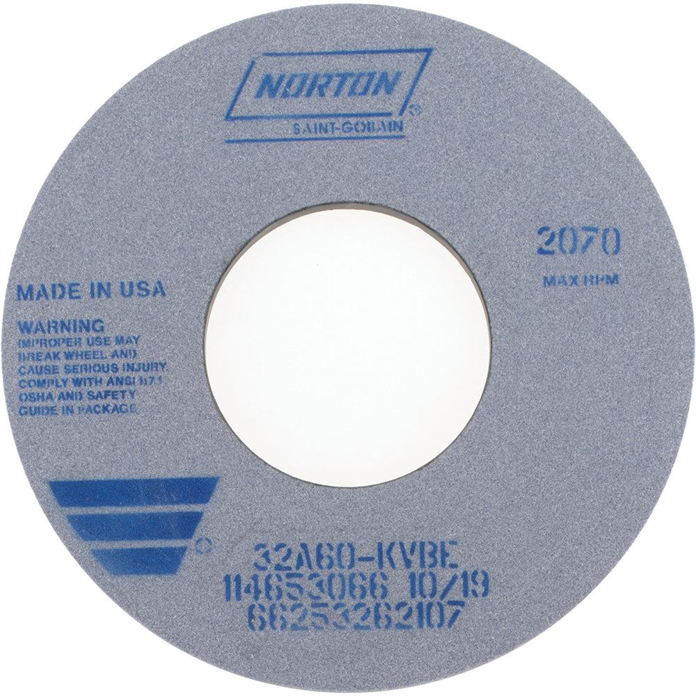 Norton 66253262107 Surface Grinding Wheel 12" Dia, 1/2" Thick, 5" Hole, 60 Grit, K Hardness