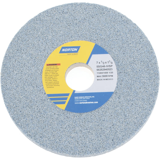 Norton 66252940523 Surface Grinding Wheel 7" Dia, 1/2" Thick, 1-1/4" Hole, 46 Grit, I Hardness