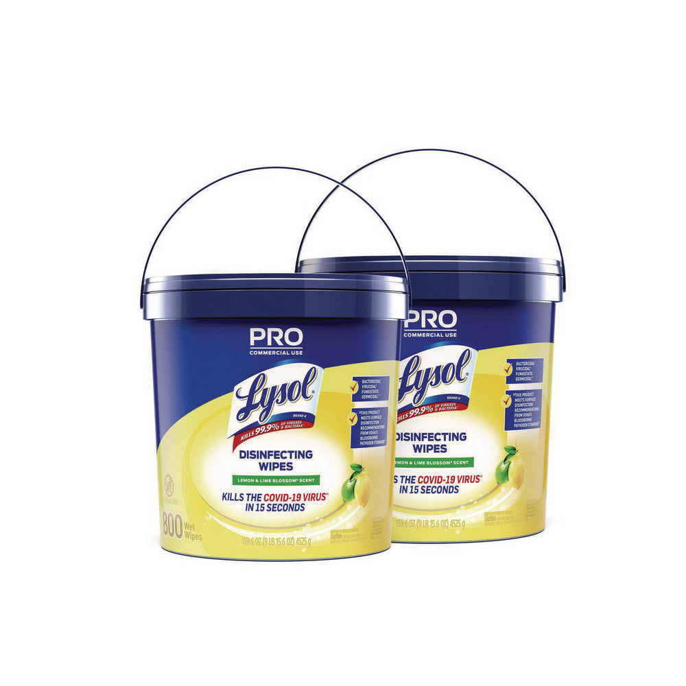 Lysol RAC99856CT Professional Disinfecting Wipe Bucket, 1-Ply, 6 x 8, Lemon and Lime Blossom, White, 800 Wipes/Bucket, 2 Buckets/Carton