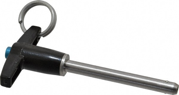 Jergens 801022 Push-Button Quick-Release Pin T-Handle, 1/4" Pin Dia, 2" Usable Length