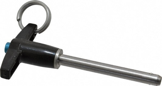 Jergens 801022 Push-Button Quick-Release Pin T-Handle, 1/4" Pin Dia, 2" Usable Length
