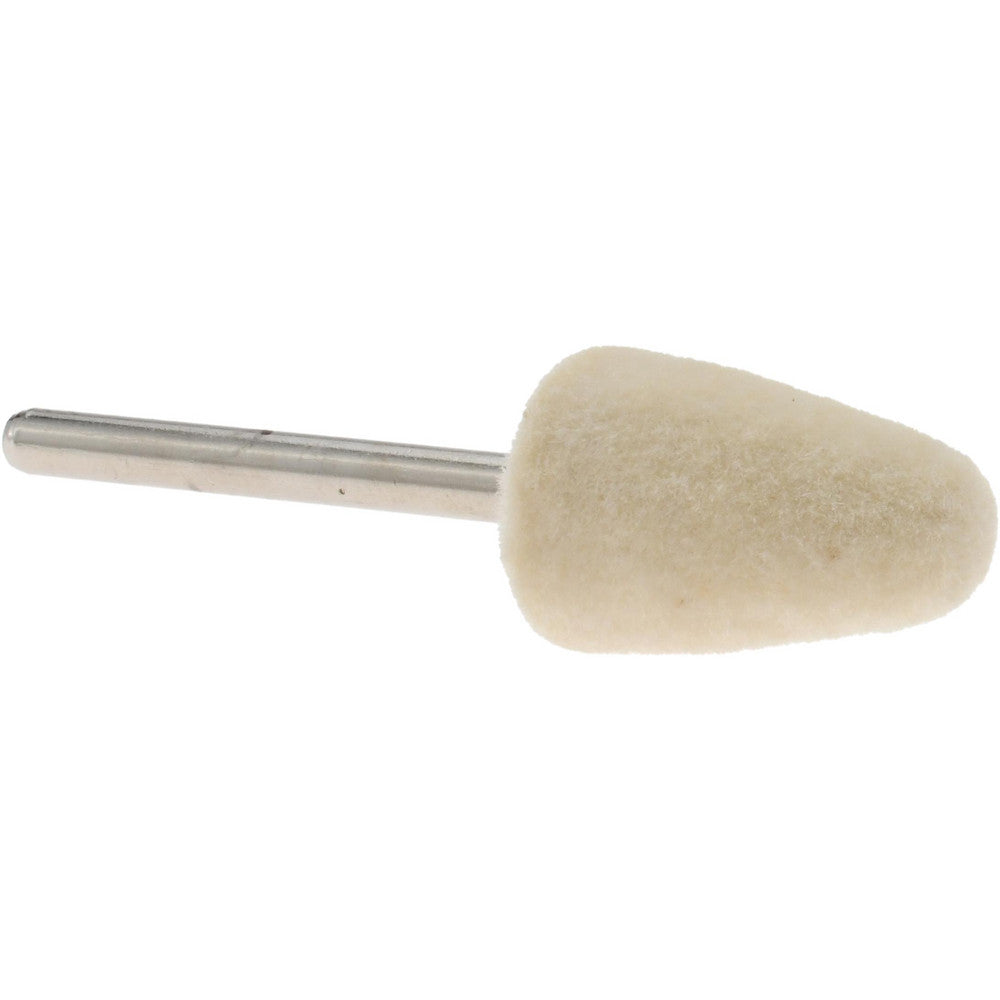 Value Collection 516192 Mounted Polishing Bob Cone Shape, 1/2" Max Dia, 1/8" Shank Dia, Wool Felt