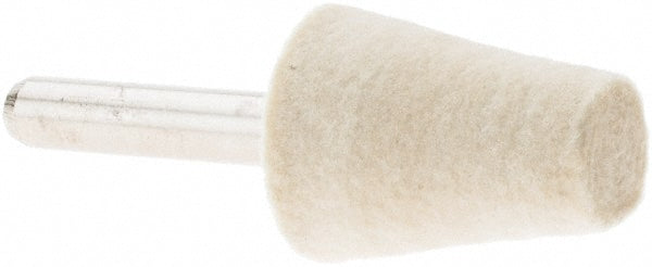 Value Collection 516193 Mounted Polishing Bob Cone Shape, 3/4" Max Dia, 1/4" Shank Dia, Wool Felt