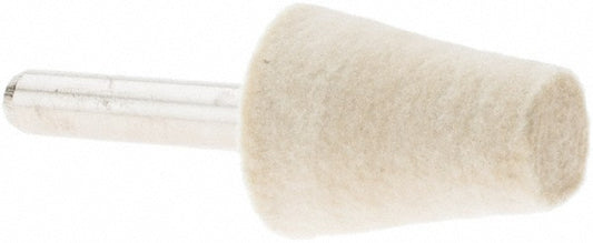 Value Collection 516193 Mounted Polishing Bob Cone Shape, 3/4" Max Dia, 1/4" Shank Dia, Wool Felt