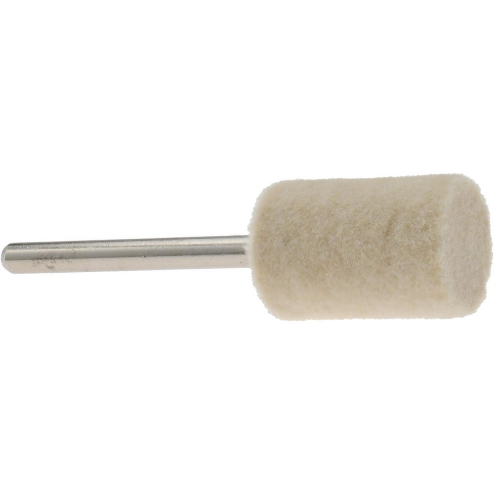 Value Collection 516186 Mounted Polishing Bob Cylinder Shape, 1/2" Max Dia, 1/8" Shank Dia, Wool Felt