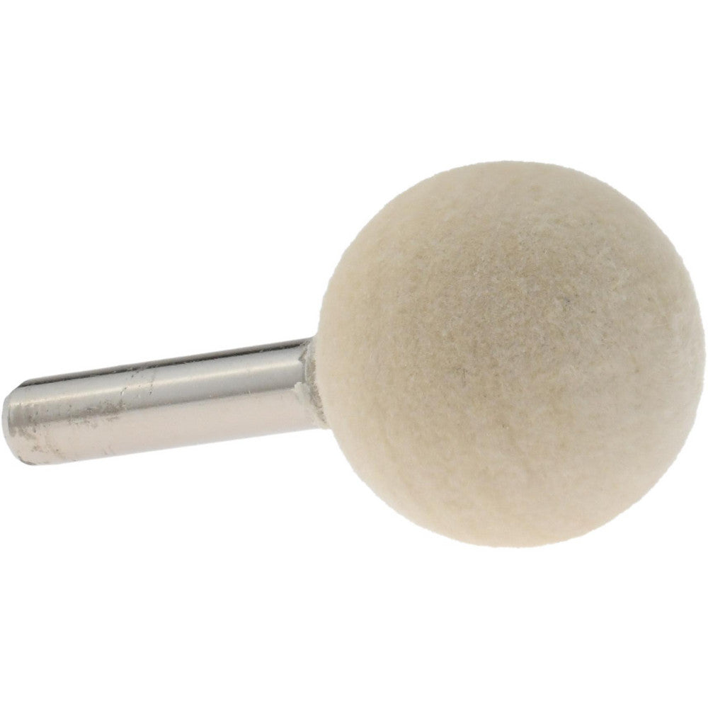 Value Collection 516177 Mounted Polishing Bob Ball Shape, 1" Max Dia, 1/4" Shank Dia, Wool Felt