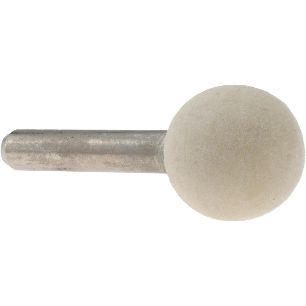 Value Collection 516175 Mounted Polishing Bob Ball Shape, 3/4" Max Dia, 1/4" Shank Dia, Wool Felt