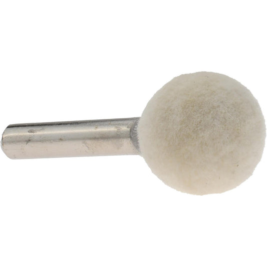 Value Collection 516174 Mounted Polishing Bob Ball Shape, 3/4" Max Dia, 1/4" Shank Dia, Wool Felt