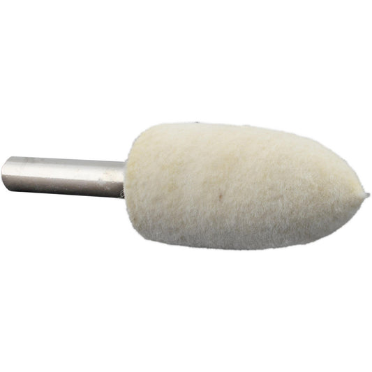 Value Collection 516162 Mounted Polishing Bob Bullet Shape, 3/4" Max Dia, 1/4" Shank Dia, Wool Felt