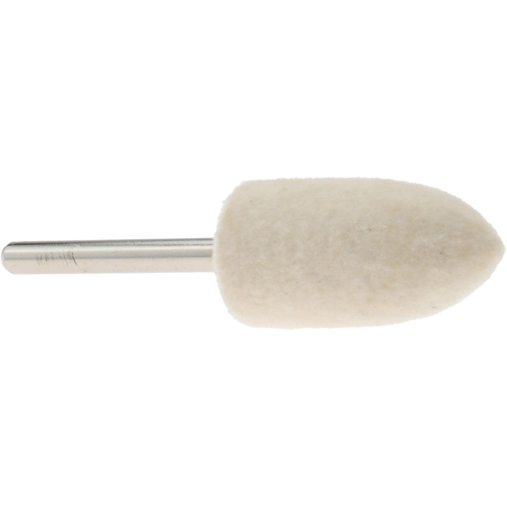 Value Collection 516160 Mounted Polishing Bob Bullet Shape, 1/2" Max Dia, 1/8" Shank Dia, Wool Felt