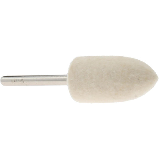 Value Collection 516160 Mounted Polishing Bob Bullet Shape, 1/2" Max Dia, 1/8" Shank Dia, Wool Felt