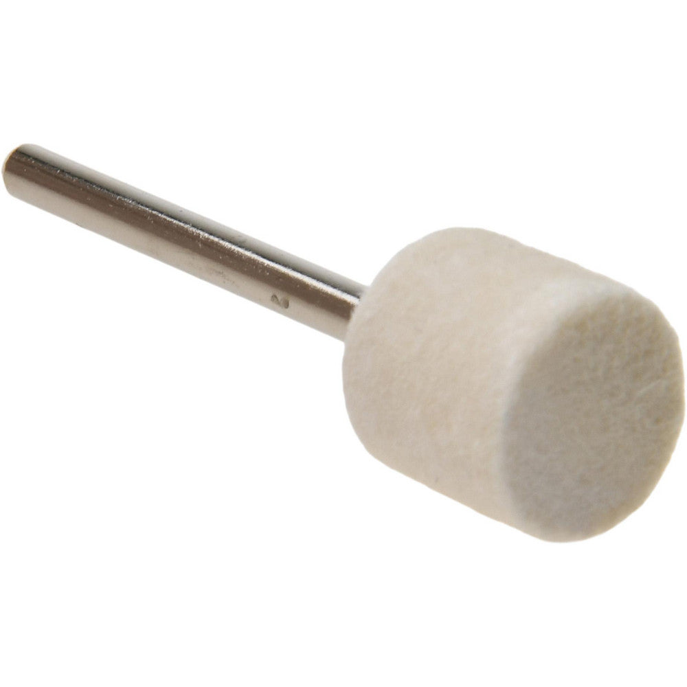 Value Collection 516119 Mounted Polishing Bob Cylinder Shape, 1/2" Max Dia, 1/8" Shank Dia, Wool Felt