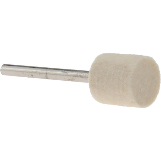 Value Collection 516118 Mounted Polishing Bob Cylinder Shape, 1/2" Max Dia, 1/8" Shank Dia, Wool Felt