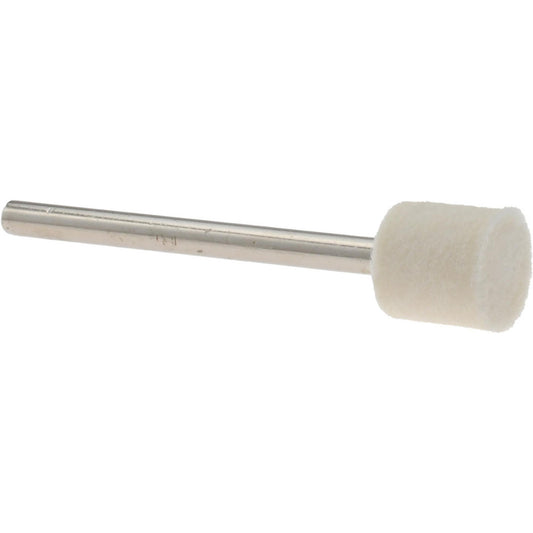 Value Collection 516112 Mounted Polishing Bob Cylinder Shape, 3/8" Max Dia, 1/8" Shank Dia, Wool Felt