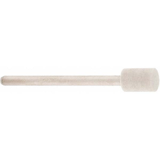 Value Collection 516110 Mounted Polishing Bob Cylinder Shape, 1/4" Max Dia, 1/8" Shank Dia, Wool Felt