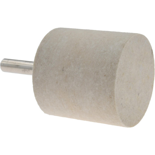 Value Collection 516140 Mounted Polishing Bob Cylinder Shape, 1-1/2" Max Dia, 1/4" Shank Dia, Wool Felt