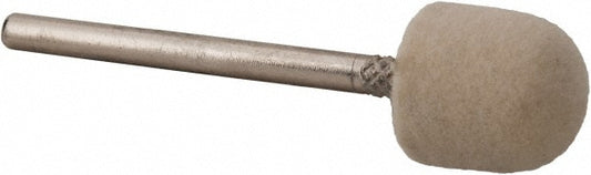 Value Collection 516154 Mounted Polishing Bob Oval Shape, 1/2" Max Dia, 1/8" Shank Dia, Wool Felt