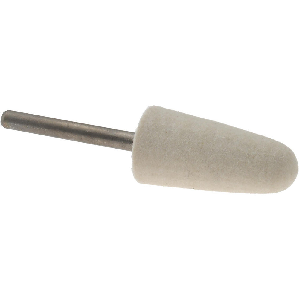 Value Collection 516146 Mounted Polishing Bob Conical Shape, 1/2" Max Dia, 1/8" Shank Dia, Wool Felt