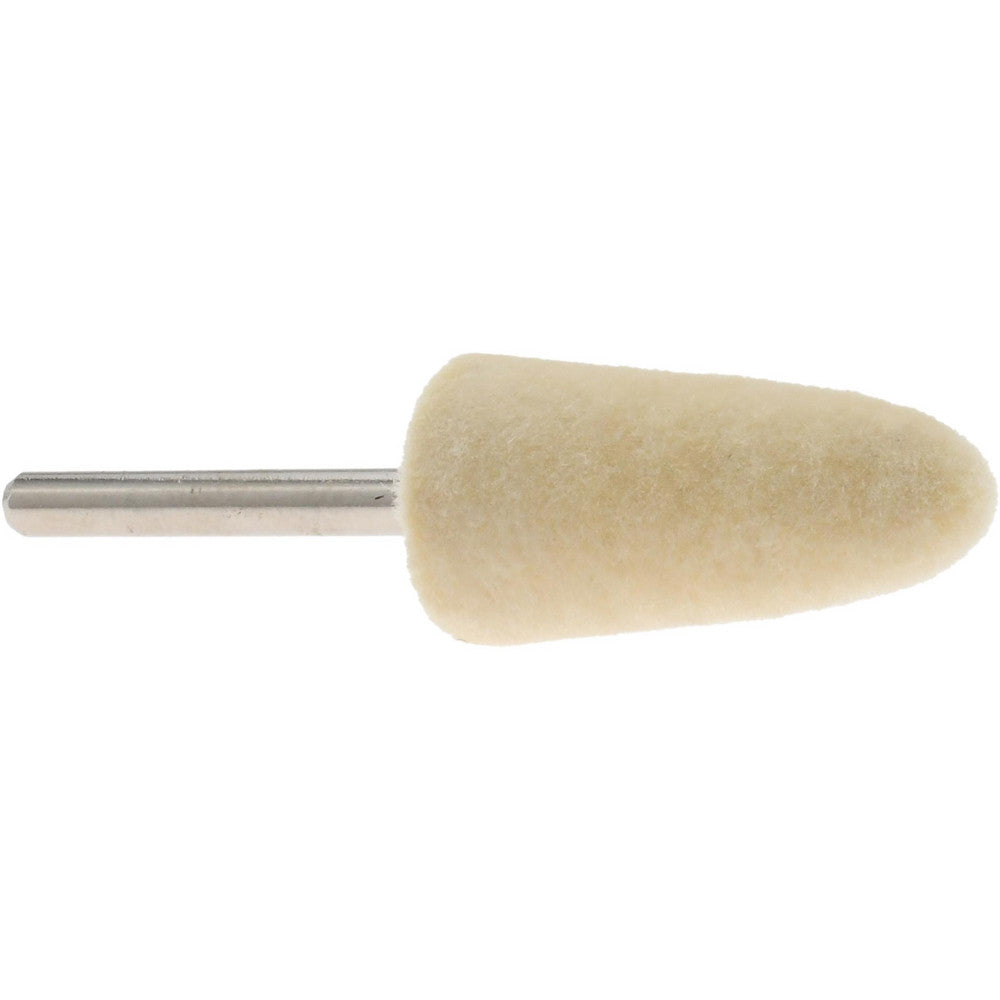 Value Collection 516144 Mounted Polishing Bob Conical Shape, 1/2" Max Dia, 1/8" Shank Dia, Wool Felt