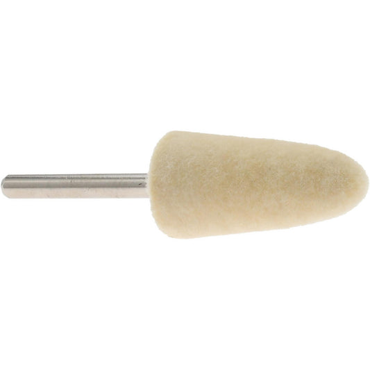 Value Collection 516144 Mounted Polishing Bob Conical Shape, 1/2" Max Dia, 1/8" Shank Dia, Wool Felt