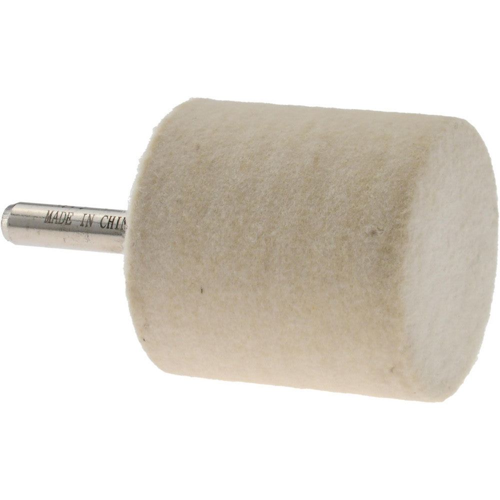 Value Collection 516138 Mounted Polishing Bob Cylinder Shape, 1-1/2" Max Dia, 1/4" Shank Dia, Wool Felt