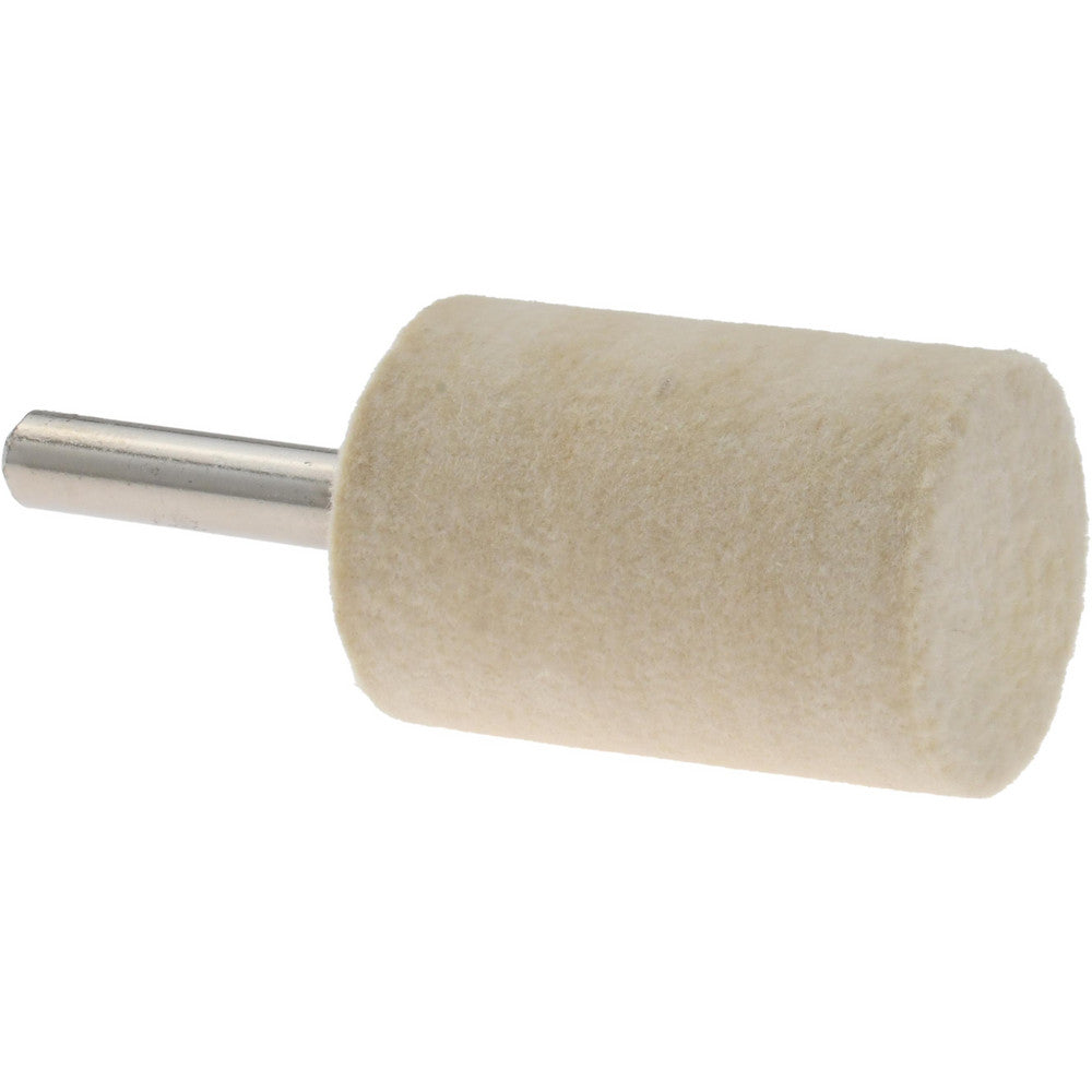 Value Collection 516133 Mounted Polishing Bob Cylinder Shape, 1" Max Dia, 1/4" Shank Dia, Wool Felt