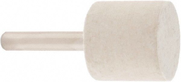 Value Collection 516131 Mounted Polishing Bob Cylinder Shape, 1" Max Dia, 1/4" Shank Dia, Wool Felt