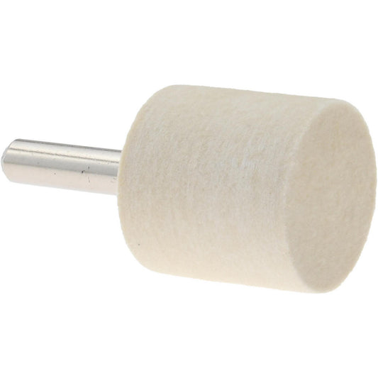 Value Collection 516130 Mounted Polishing Bob Cylinder Shape, 1" Max Dia, 1/4" Shank Dia, Wool Felt
