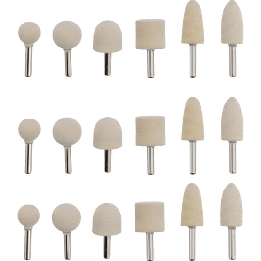 Value Collection 516199 18 Piece, 1/4" Shank Diam, Wool Felt Bob Set