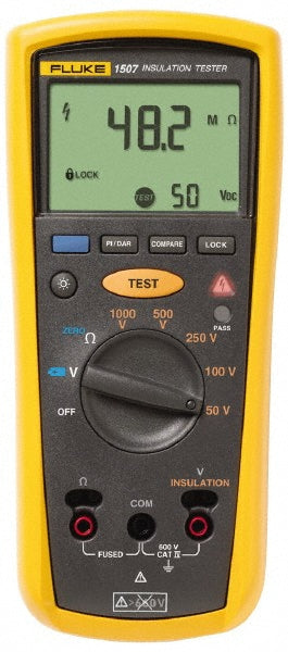 Fluke FLUKE- 1507 Backlight Display, 10,000 Megohm Electrical Insulation Resistance Tester & Megohmmeter