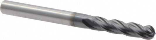 Iscar 5620365 Ball End Mill 1/8" Dia, 1/2" LOC, 4 Flute, Solid Carbide