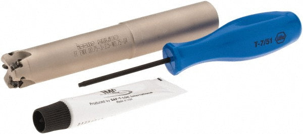 Iscar 3105631 Indexable High-Feed End Mill FFEWXD0.7532.5W0.7504, 3/4" Cut Dia, 3/4" Shank Dia, Weldon Flat Shank