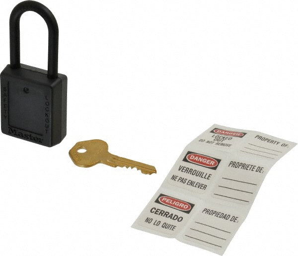 Master Lock 406KABLK-605F151 Lockout Padlock Keyed Alike, Thermoplastic, Plastic Shackle, Black