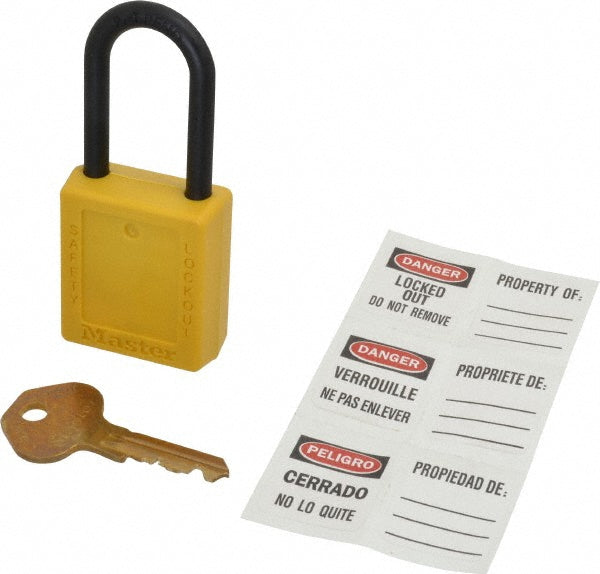 Master Lock 406KAYLW-605F158 Lockout Padlock Keyed Alike, Thermoplastic, Plastic Shackle, Yellow