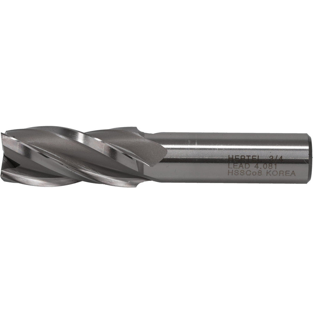 Hertel E2039948 Square End Mill 3/4'' Dia, 1-5/8'' LOC, 5/8'' Shank Dia, 3-3/4'' OAL, 4 Flutes, Cobalt