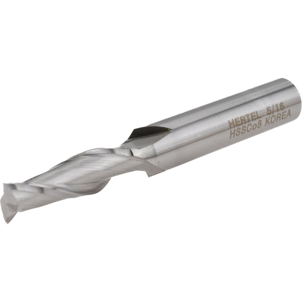 Hertel E299914091 Square End Mill 5/16'' Dia, 1'' LOC, 3/8'' Shank Dia, 2-3/4'' OAL, 2 Flutes, Cobalt