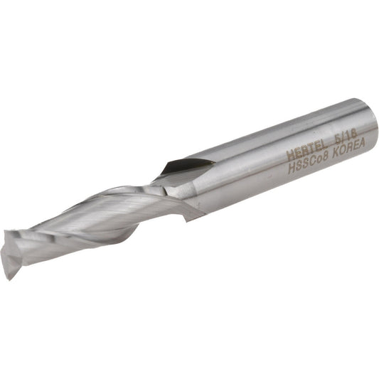 Hertel E299914091 Square End Mill 5/16'' Dia, 1'' LOC, 3/8'' Shank Dia, 2-3/4'' OAL, 2 Flutes, Cobalt