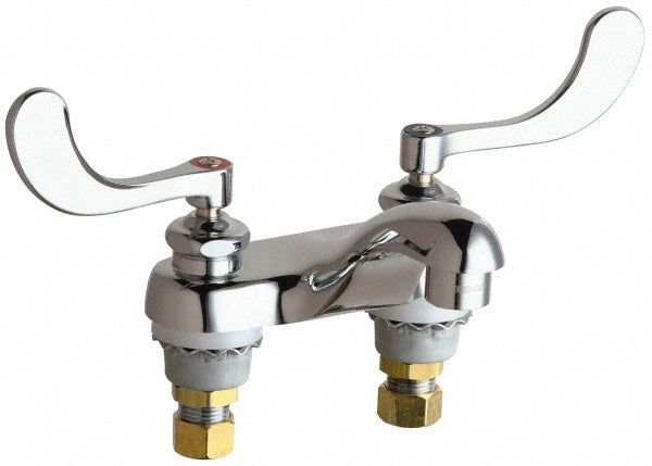 Chicago Faucets 802-V317ABCP Wrist Blade Handle, Deck Mounted, Vandal Resistant Bathroom Faucet