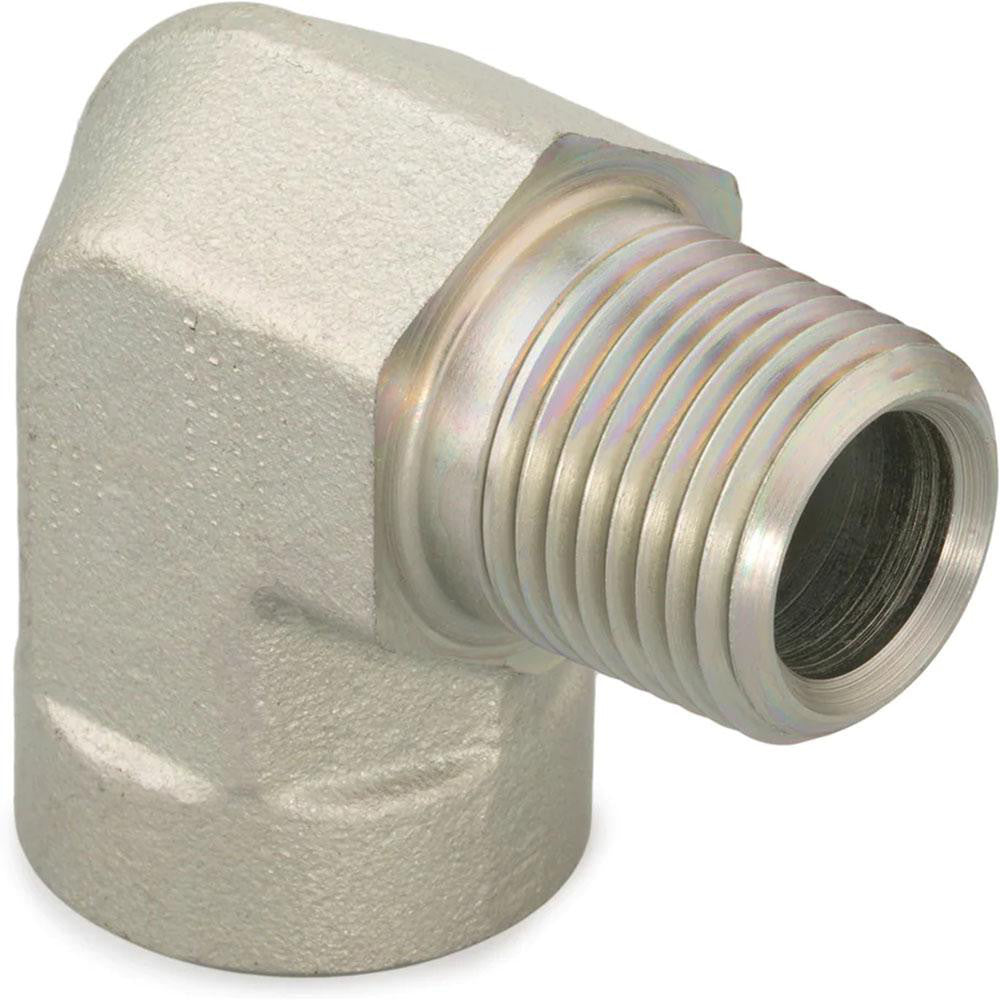 Parker 1/8 CD-S Industrial Pipe 90 &deg Street Elbow 1/8" Female Thread, 1/8" Male Thread, MNPTF x FNPTF
