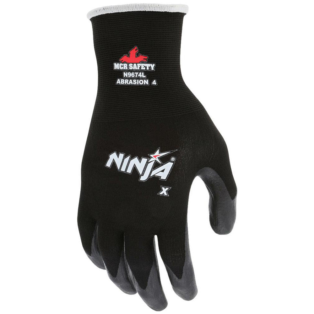 MCR Safety N9674L Work Gloves NinjaÂ®Max N9674, Size Large, Nitrile-Coated Nylon, General Purpose