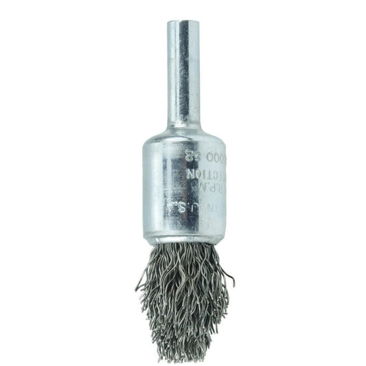 Weiler 10302 End Brushes 1/2" Dia, Steel, Crimped Wire