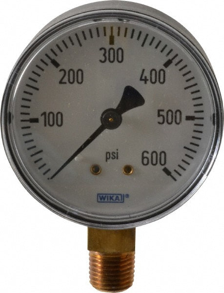 Wika 4253183 Pressure Gauge 2-1/2" Dial, 0 to 600 psi, 1/4" Thread, NPT, Lower Mount