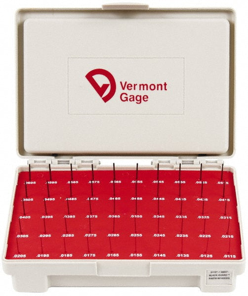 Vermont Gage 901400200 Class ZZ Plug Gage Set 0.0115 to 0.0605" Range, 50 Pc